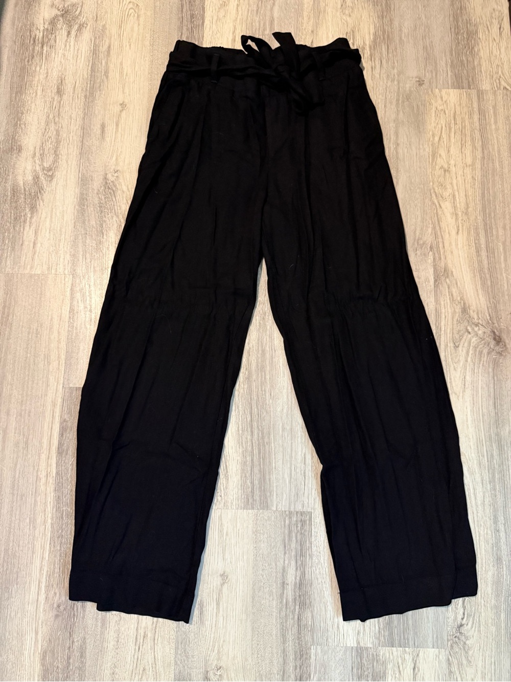 Women's Black Paperbag-Waist Chinos